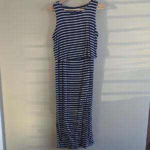 Nursing Navy and White Striped Dress